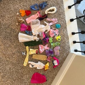 Large Vintage Barbie Doll Assorted Clothing